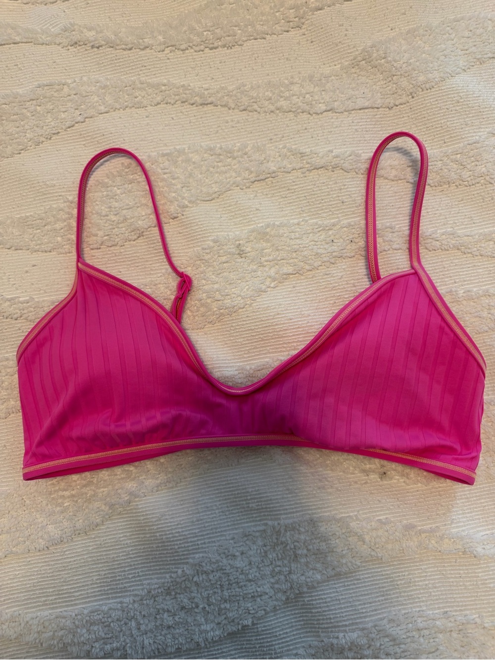 AERIE Women's Hot Pink Ribbed Bikini Top